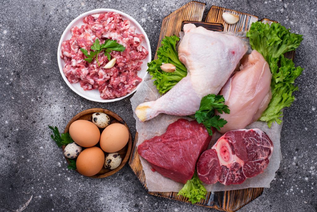 Various raw meat, sources of animal protein